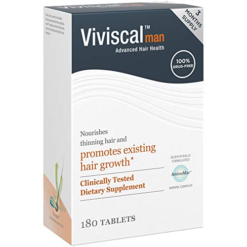 Viviscal Men's Hair Growth Supplements for Thicker, Fuller Hair Clinically Proven with Proprietary Collagen Complex 180 Tablets - 3 Month Supply