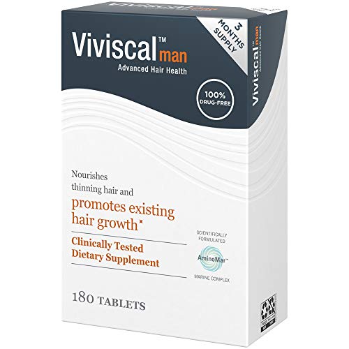 Viviscal Men's Hair Growth Supplements for Thicker, Fuller Hair Clinically Proven with Proprietary Collagen Complex 180 Tablets - 3 Month Supply