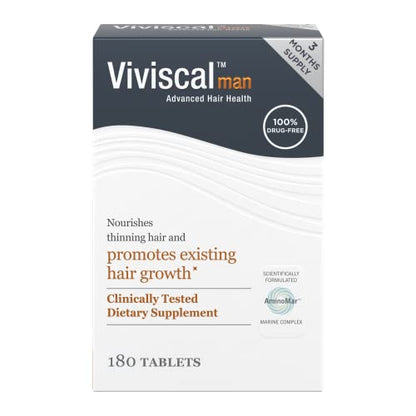 Viviscal Men's Hair Growth Supplements for Thicker, Fuller Hair Clinically Proven with Proprietary Collagen Complex 180 Tablets - 3 Month Supply