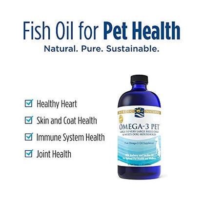 Nordic Naturals Omega-3 Pet, Unflavored - 16 oz - 1518 mg Omega-3 Per Teaspoon - Fish Oil for Large to Very Large Dogs with EPA & DHA - Promotes Heart, Skin, Coat, Joint, & Immune Health