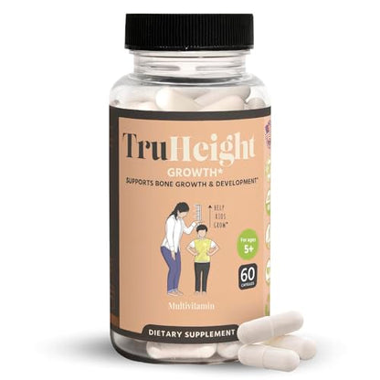 TruHeight Capsules - Natural Height Growth Supplement for Kids & Teens - Pediatric Recommended Height Maximizer with Ashwaganda & Calcium - Height Increase Vitamins, Bone Strength, Grow Taller Ages 5+