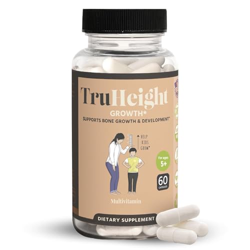 TruHeight Capsules - Natural Height Growth Supplement for Kids & Teens - Pediatric Recommended Height Maximizer with Ashwaganda & Calcium - Height Increase Vitamins, Bone Strength, Grow Taller Ages 5+