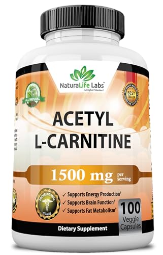 Acetyl L-Carnitine 1,500 mg High Potency Supports Natural Energy Production, Sports Nutrition, Supports Memory/Focus - 100 Veggie Capsules