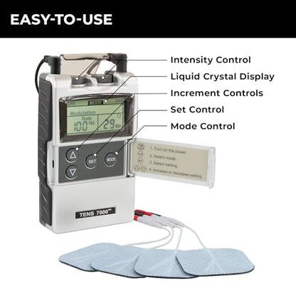 TENS 7000 Digital TENS Unit with Accessories - TENS Unit Muscle Stimulator for Back Pain Relief, Shoulder Pain Relief, Neck Pain, Sciatica Pain Relief, Nerve Pain Relief