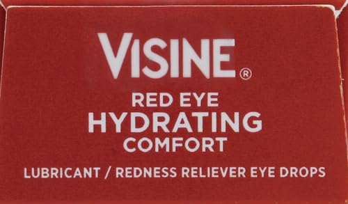 Visine Red Eye Hydrating Comfort Redness Relief and Lubricant Eye Drops to Help Moisturize and Relieve Red Eyes Due to Minor Eye Irritations Fast, Tetrahydrozoline HCl, 0.5 fl. oz