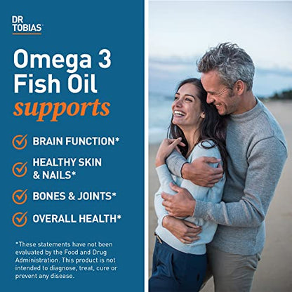 Dr. Tobias Omega 3 Fish Oil, 2000mg Triple Strength Omega 3 Supplement with 800mg EPA 600mg DHA Per Serving, Fish Oil Omega 3 Supplements for Heart, Brain & Immune Support, 90 Softgels, 45 Servings