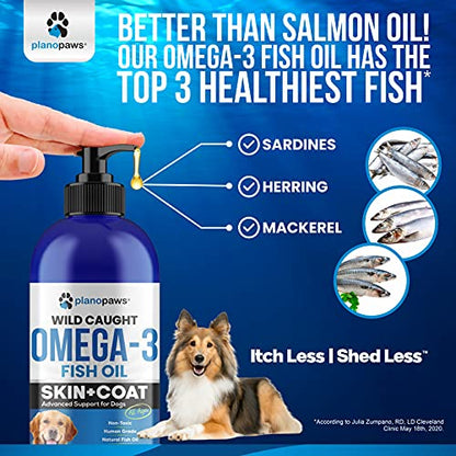 Omega 3 Fish Oil for Dogs - Better Than Salmon Oil for Dogs - Dog Fish Oil Supplement for Shedding, Allergy, Itch Relief - Supports Dry Skin, Joints - Dog Skin and Coat Supplement - Fish Oil Liquid