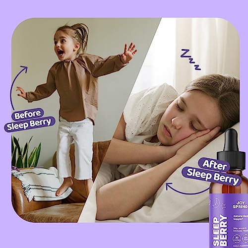 SleepBerry Liquid Melatonin for Kids - Natural Sleep Aid with Elderberry and Vitamin D - Boosts Immune System While They Sleep (1 Fl oz)