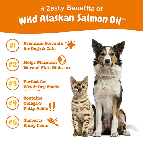 Wild Alaskan Salmon Oil for Dogs & Cats - Omega 3 Skin & Coat Support - Liquid Food Supplement for Pets - Natural EPA + DHA Fatty Acids for Joint Function, Immune & Heart Health 32oz