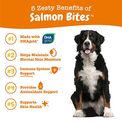 Salmon Fish Oil Omega 3 for Dogs - with Wild Alaskan Salmon Oil - Anti Itch Skin & Coat + Allergy Support - Hip & Joint + Arthritis Dog Supplement + EPA & DHA - 90 Chew Treats - Salmon Flavor