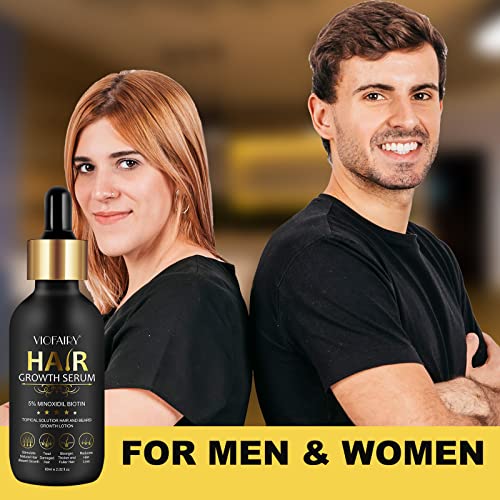 5% Minoxidil for Men and Women - Biotin Hair Growth Serum & 5% Minoxidil Treatment for Stronger Thicker Longer Hair – Natural Hair Growth Thickening Treatment - Stop Thinning & Hair Loss-1Month supply