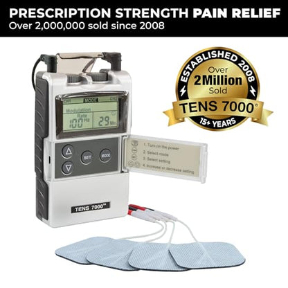 TENS 7000 Digital TENS Unit with Accessories - TENS Unit Muscle Stimulator for Back Pain Relief, Shoulder Pain Relief, Neck Pain, Sciatica Pain Relief, Nerve Pain Relief