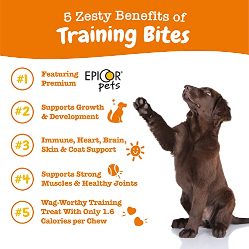 Zesty Paws Training Treats for Dogs & Puppies - Hip, Joint & Muscle Health - Immune, Brain, Heart, Skin & Coat Support - Bites with Fish Oil Omega 3 Fatty Acids with EPA & DHA - Bacon Flavor - 12oz