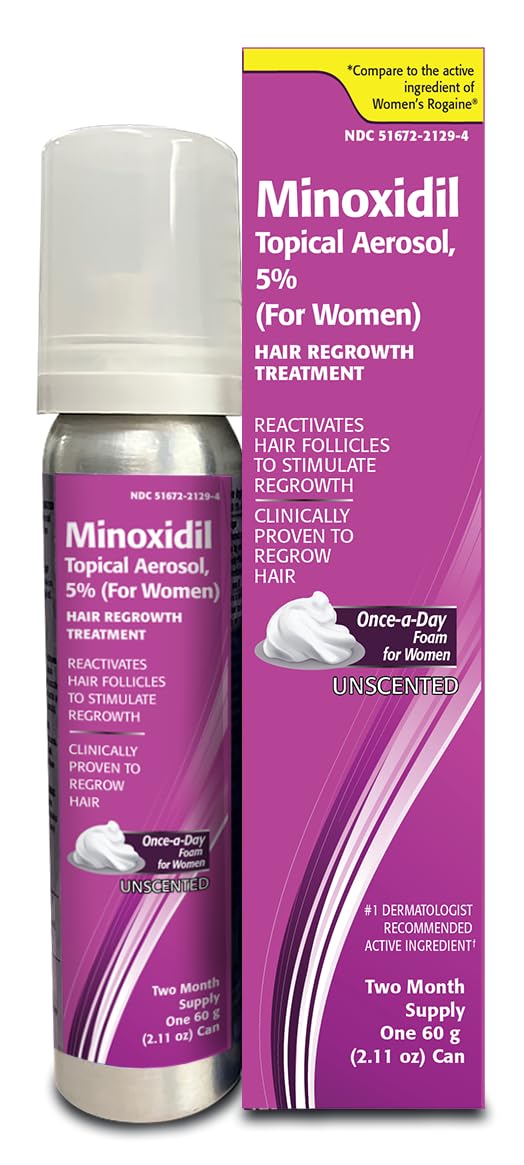 Taro Minoxidil Topical Aerosol Foam, 5%, Hair Regrowth Treatment for Women, 2.11 oz (2 Months Supply) Reactivates Hair Follicles to Stimulate Hair Regrowth