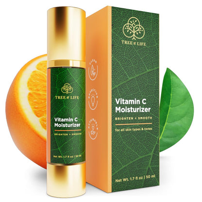 Tree of Life Moisturizer, Vitamin C Face Cream - Hydrating & Brightening Lotion, Reduces Dark Spots - Dermatologist-Tested for Dry Sensitive Skin - Whitening Facial Skin Care - 1.7 Fl Oz