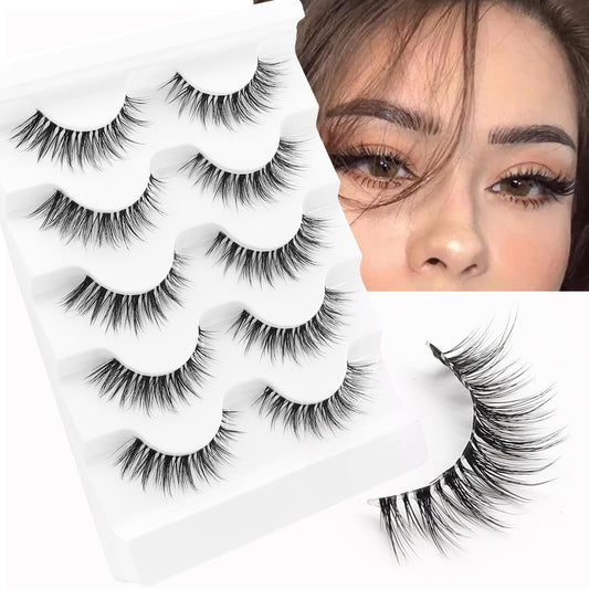 Veleasha Lashes 5D Faux Mink Lashes 100% Handmade Luxurious Fake Eyelashes Lightweight Fluffy False Eyelashes 5 Pairs Pack (G2)