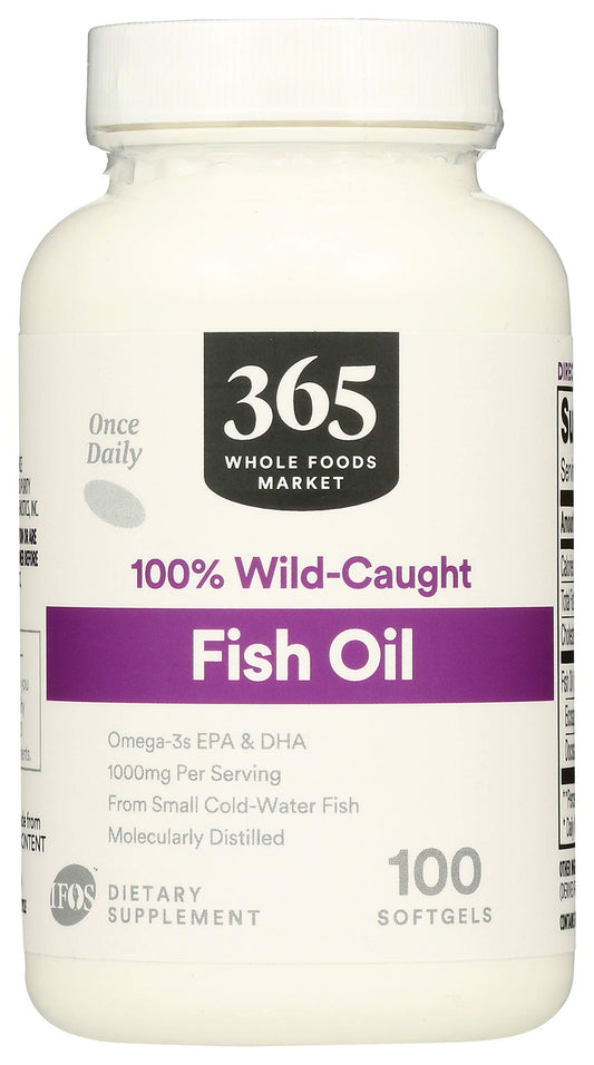 365 by Whole Foods Market, Supplements - EFAs, Fish Oil (100% Wild Caught), 100 Count