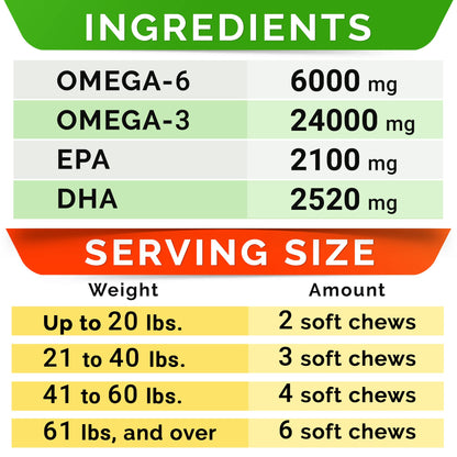 STRELLALAB Omega 3 for Dogs - (180Ct) Fish Oil Treats - Allergy & Itch Relief Skin&Coat Supplement - Dry Itchy Skin, Shedding, Hot Spots Treatment, Anti Itch - Pet Salmon Oil Chews - Chicken Flavor