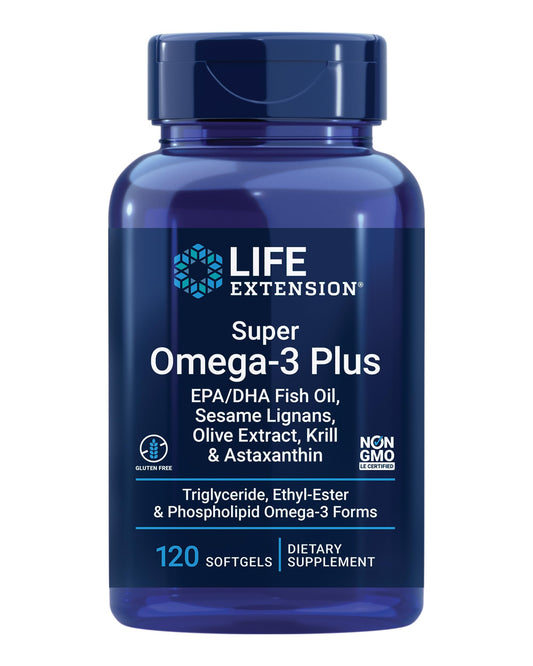 Life Extension Super Omega-3 Plus EPA/DHA Fish Oil, Sesame Lignans, Olive Extract, Krill & Astaxanthin - Heart, Brain & Joint Health Support - Gluten-Free, Non-GMO - 120 Softgels