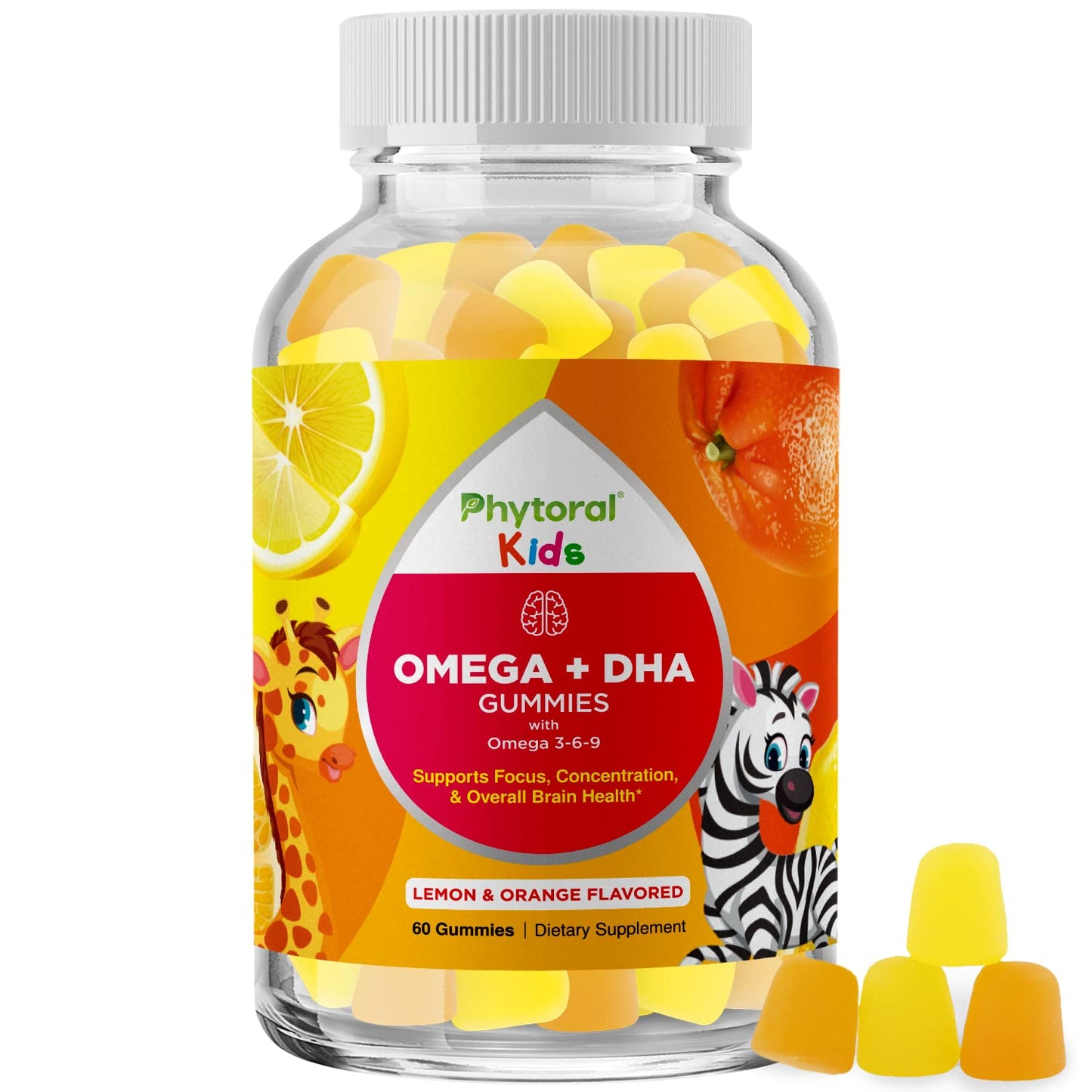 Vegetarian Omega 3 Gummies for Kids - Delicious Kids DHA Omega 3 6 9 Gummy Vitamin Gelatin Fish and Gluten Free Non-GMO - Plant Based Omega 3 DHA Gummies for Vision Immunity Heart and Brain Support