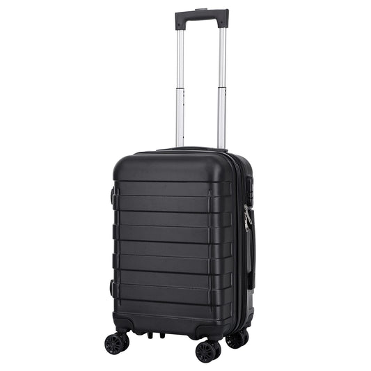 SUPER DEAL 21 Inch Spinner Carry On Luggage Hardside Expandable Suitcase with Wheels, Height Adjustable Handle and Side Feet Lightweight Waterproof for Business Trips Travel, Black