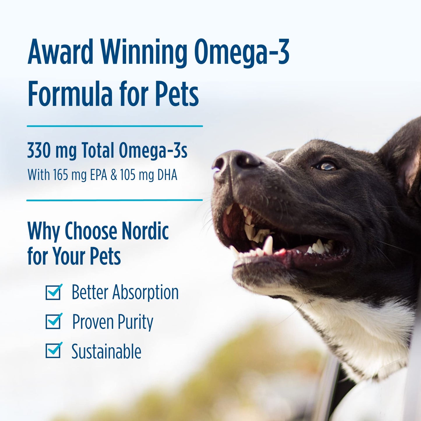 Nordic Naturals Omega-3 Pet, Unflavored - 180 Soft Gels - 330 mg - Fish Oil for Dogs with EPA & DHA - Promotes Heart, Skin, Coat, Joint, & Immune Health