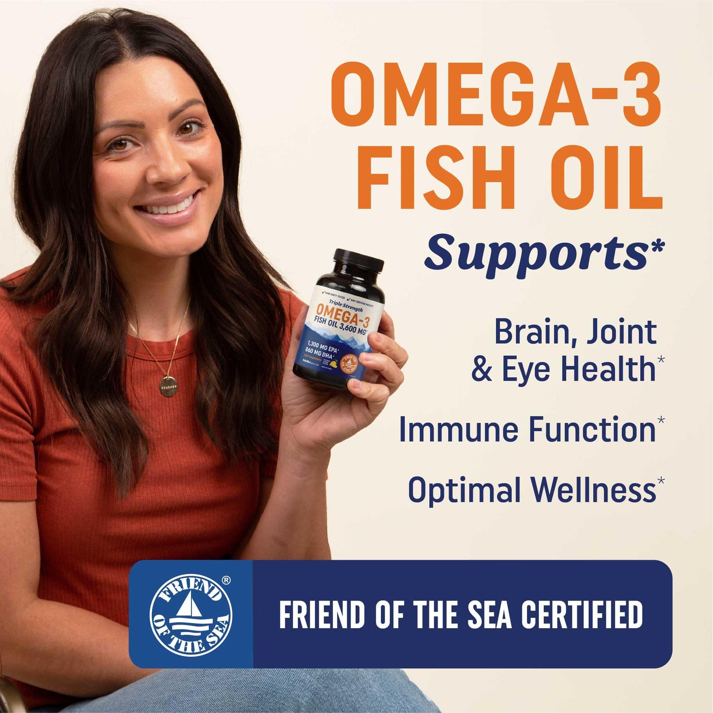 Triple Strength Omega 3 Fish Oil | 3600 mg EPA & DHA | Over 2100mg of Omega 3 Fatty Acids | 1300mg EPA + 860mg DHA | Best Essential Fatty Acids | Premium Burpless Softgel Supplements (120 Ct)