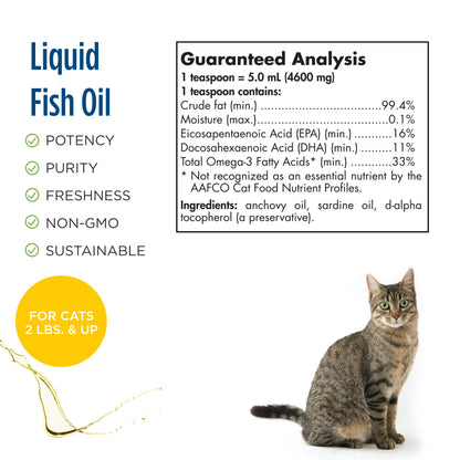 Nordic Naturals Omega-3 Cat, Unflavored - 2 oz - 304 mg Omega-3 Per One mL - Fish Oil for Cats with EPA & DHA - Promotes Heart, Skin, Coat, Joint, & Immune Health - Non-GMO