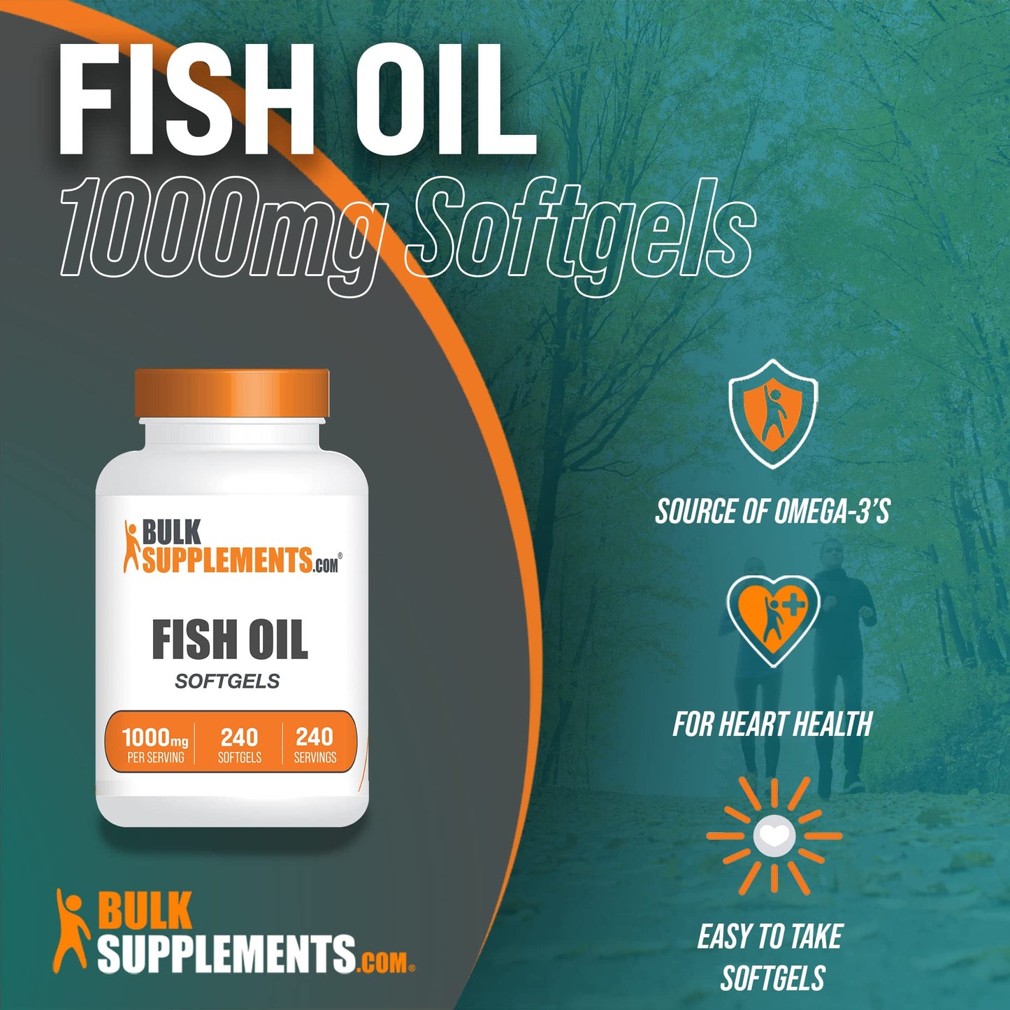 BULKSUPPLEMENTS.COM Fish Oil 1000mg Softgels - Fish Oil Omega 3, Fish Oil Supplements, Fish Oil Pills - Gluten Free, 1 Softgel per Serving, 240 Softgels (Pack of 1)