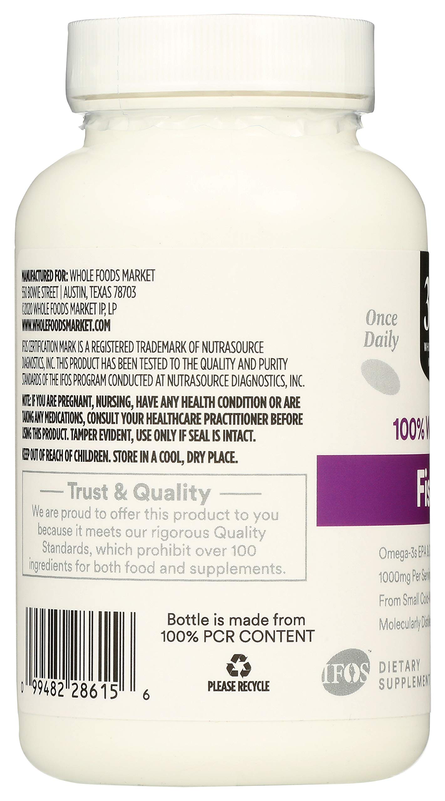 365 by Whole Foods Market, Supplements - EFAs, Fish Oil (100% Wild Caught), 100 Count