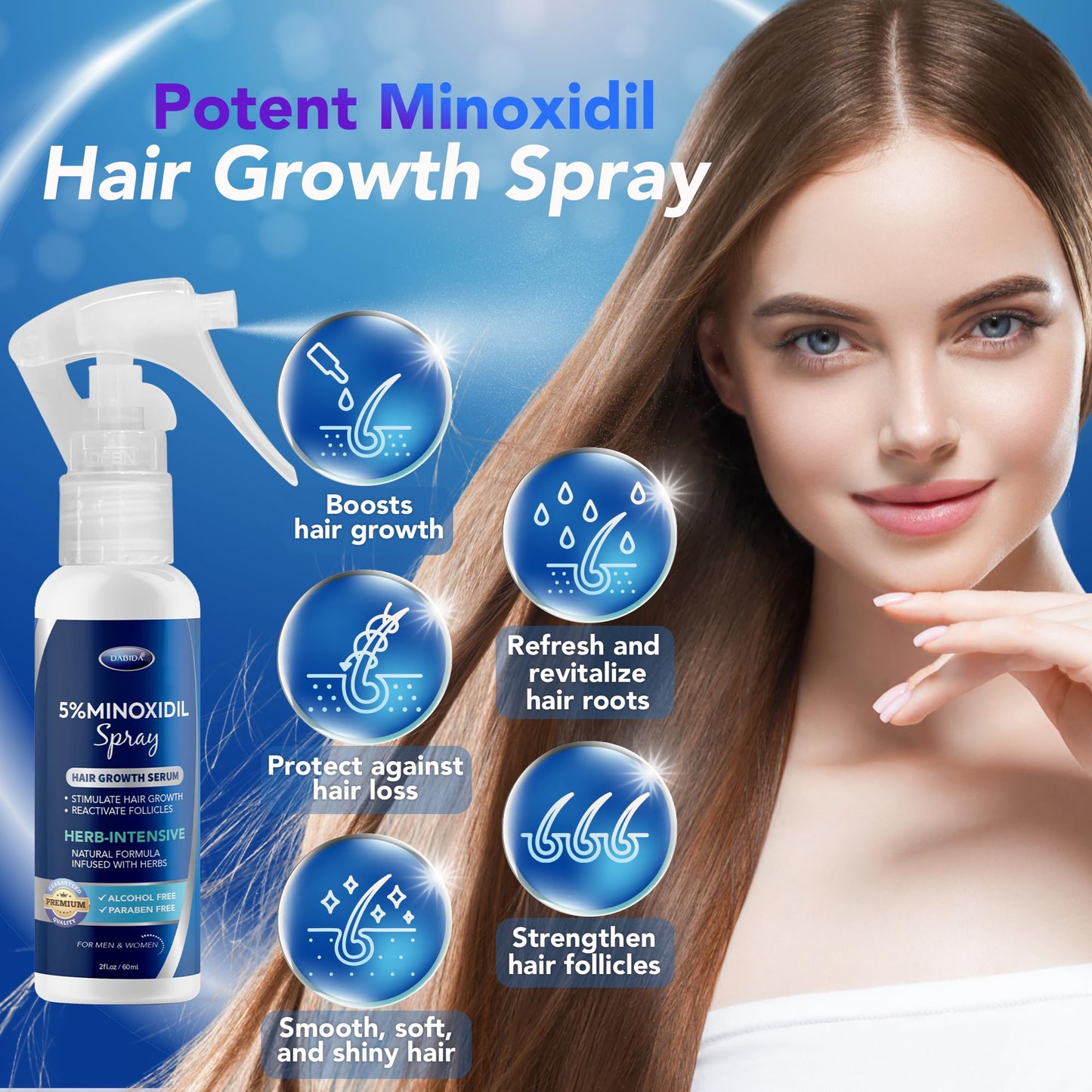 5% Minoxidil for Men, Minoxidil Spray, Minoxidil for Women Hair Growth, Minoxidil for Men Beard Growth, Hair Regrowth for Men, Minoxidil 5 Percent, Hair Loss Treatments for Women 60ml * 3bottles